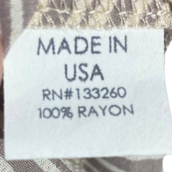 NWT NOMBRE Beige Stripe 3/4 sleeve open back dress Made in USA Women's XS - Picture 9 of 11